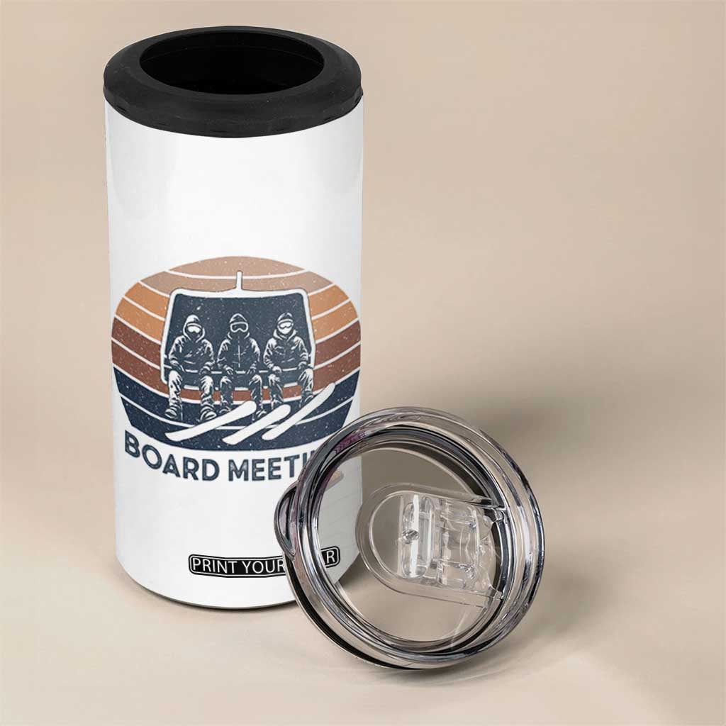 Funny Snowboarding Board Meeting 4 in 1 Can Cooler Tumbler Retro Chairlift Snowboarders Powder Junkies TS02 Print Your Wear