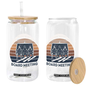 Funny Snowboarding Board Meeting Glass Can Retro Chairlift Snowboarders Powder Junkies TS02 Print Your Wear