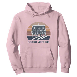 Funny Snowboarding Board Meeting Hoodie Retro Chairlift Snowboarders Powder Junkies TS02 Light Pink Print Your Wear