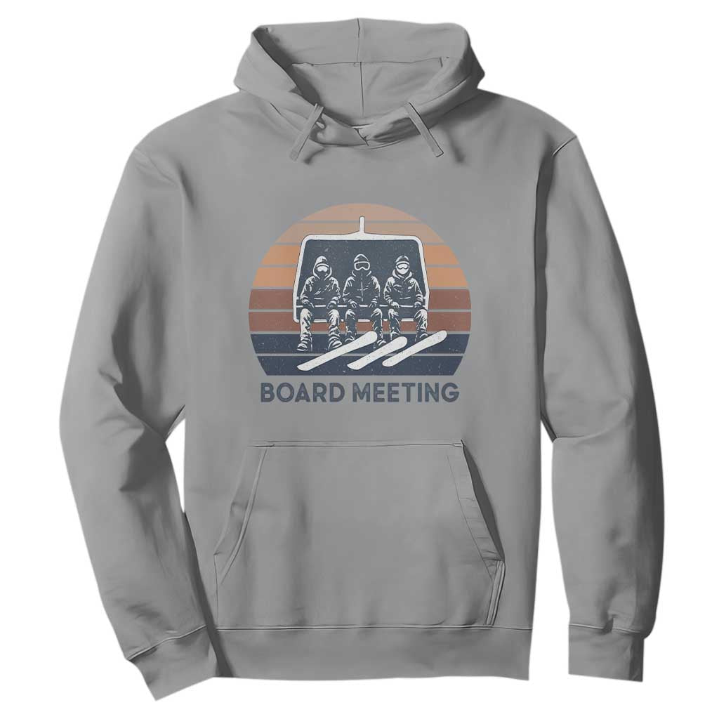 Funny Snowboarding Board Meeting Hoodie Retro Chairlift Snowboarders Powder Junkies TS02 Sport Gray Print Your Wear