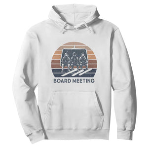 Funny Snowboarding Board Meeting Hoodie Retro Chairlift Snowboarders Powder Junkies TS02 White Print Your Wear