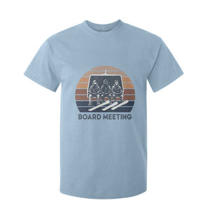 Funny Snowboarding Board Meeting T Shirt For Kid Retro Chairlift Snowboarders Powder Junkies TS02 Light Blue Print Your Wear