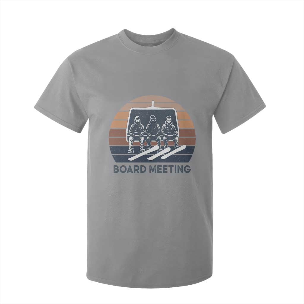 Funny Snowboarding Board Meeting T Shirt For Kid Retro Chairlift Snowboarders Powder Junkies TS02 Sport Gray Print Your Wear