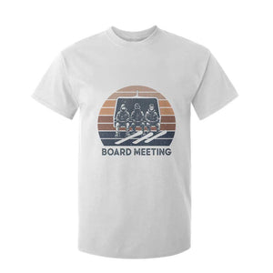 Funny Snowboarding Board Meeting T Shirt For Kid Retro Chairlift Snowboarders Powder Junkies TS02 White Print Your Wear