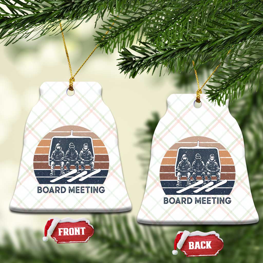 Funny Snowboarding Board Meeting Ceramic Ornament Retro Chairlift Snowboarders Powder Junkies TS02 Print Your Wear