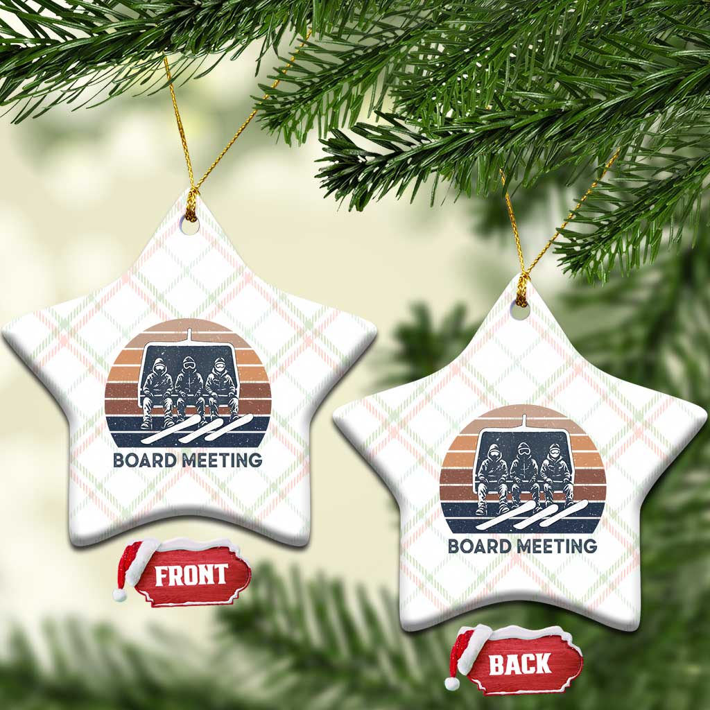 Funny Snowboarding Board Meeting Ceramic Ornament Retro Chairlift Snowboarders Powder Junkies TS02 Print Your Wear