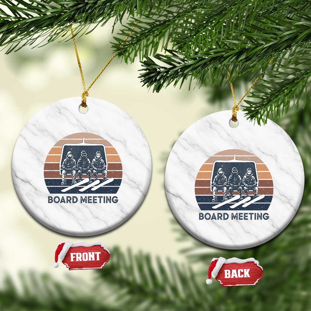 Funny Snowboarding Board Meeting Ceramic Ornament Retro Chairlift Snowboarders Powder Junkies TS02 1pc White Marble Print Your Wear