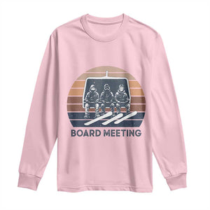 Funny Snowboarding Board Meeting Long Sleeve Shirt Retro Chairlift Snowboarders Powder Junkies TS02 Light Pink Print Your Wear