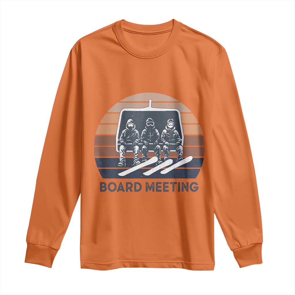 Funny Snowboarding Board Meeting Long Sleeve Shirt Retro Chairlift Snowboarders Powder Junkies TS02 Orange Print Your Wear