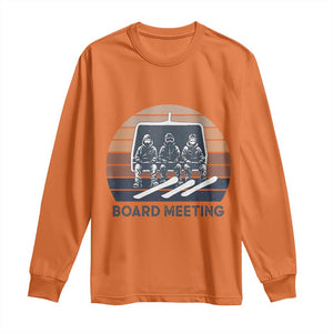 Funny Snowboarding Board Meeting Long Sleeve Shirt Retro Chairlift Snowboarders Powder Junkies TS02 Orange Print Your Wear