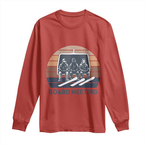 Funny Snowboarding Board Meeting Long Sleeve Shirt Retro Chairlift Snowboarders Powder Junkies TS02 Red Print Your Wear