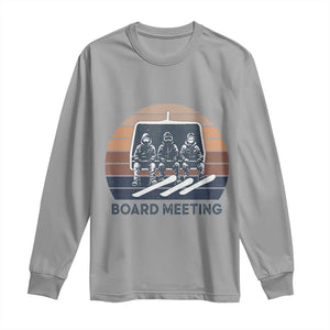 Funny Snowboarding Board Meeting Long Sleeve Shirt Retro Chairlift Snowboarders Powder Junkies TS02 Sport Gray Print Your Wear