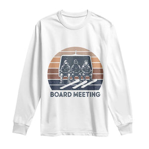 Funny Snowboarding Board Meeting Long Sleeve Shirt Retro Chairlift Snowboarders Powder Junkies TS02 White Print Your Wear