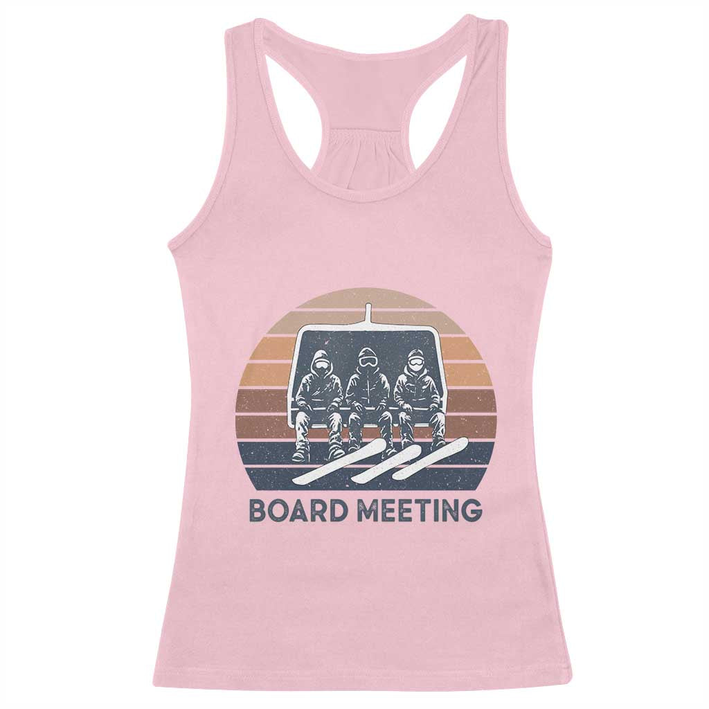 Funny Snowboarding Board Meeting Racerback Tank Top Retro Chairlift Snowboarders Powder Junkies TS02 Light Pink Print Your Wear