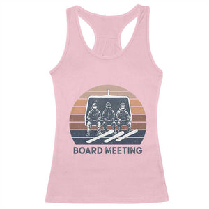 Funny Snowboarding Board Meeting Racerback Tank Top Retro Chairlift Snowboarders Powder Junkies TS02 Light Pink Print Your Wear