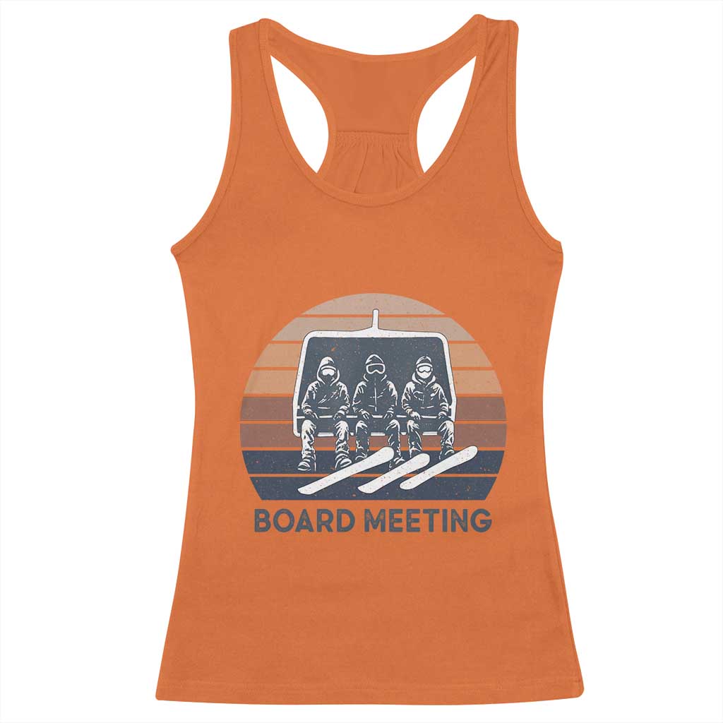Funny Snowboarding Board Meeting Racerback Tank Top Retro Chairlift Snowboarders Powder Junkies TS02 Orange Print Your Wear