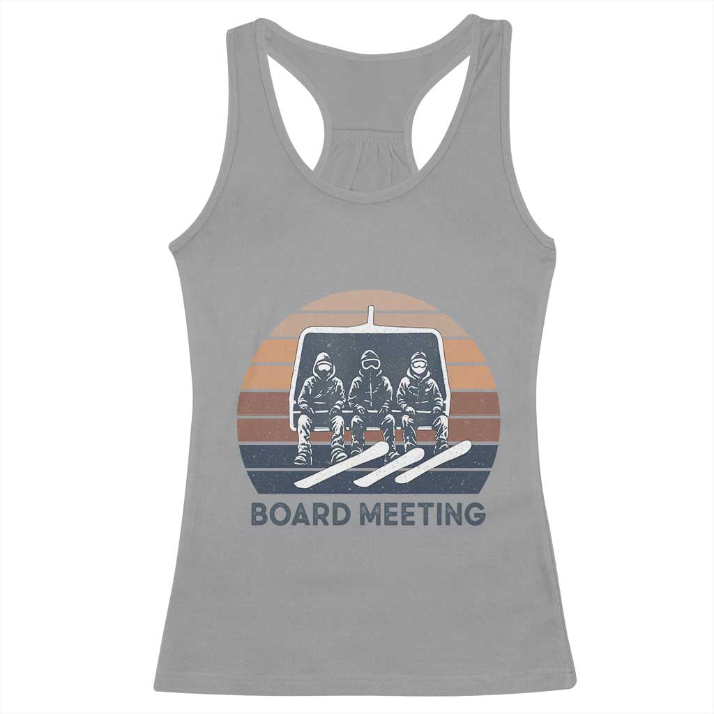 Funny Snowboarding Board Meeting Racerback Tank Top Retro Chairlift Snowboarders Powder Junkies TS02 Sport Gray Print Your Wear