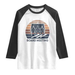 Funny Snowboarding Board Meeting Raglan Shirt Retro Chairlift Snowboarders Powder Junkies TS02 White Black Print Your Wear
