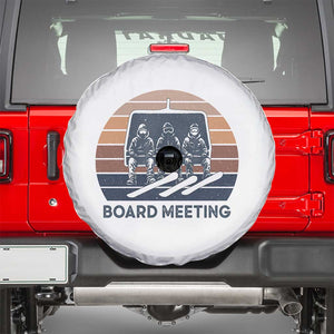 Funny Snowboarding Board Meeting Spare Tire Cover Retro Chairlift Snowboarders Powder Junkies TS02 White Print Your Wear