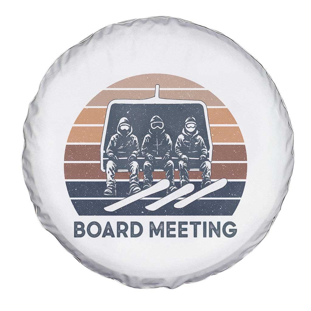 Funny Snowboarding Board Meeting Spare Tire Cover Retro Chairlift Snowboarders Powder Junkies TS02 Print Your Wear
