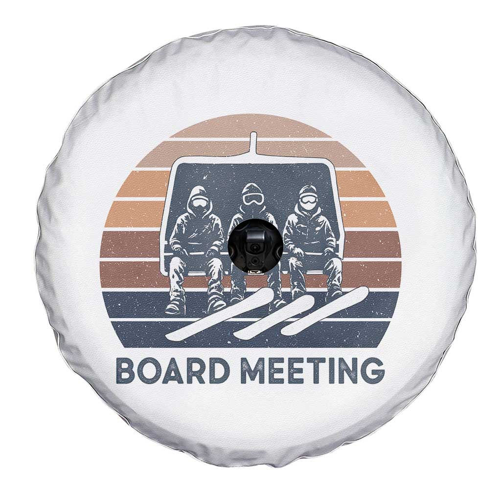 Funny Snowboarding Board Meeting Spare Tire Cover Retro Chairlift Snowboarders Powder Junkies TS02 Print Your Wear
