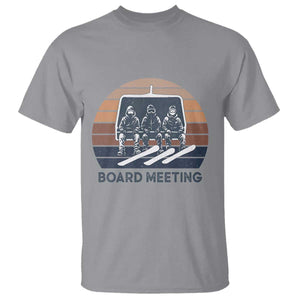 Funny Snowboarding Board Meeting T Shirt Retro Chairlift Snowboarders Powder Junkies TS02 Sport Gray Print Your Wear