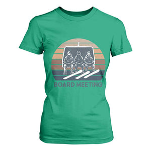 Funny Snowboarding Board Meeting T Shirt For Women Retro Chairlift Snowboarders Powder Junkies TS02 Irish Green Print Your Wear
