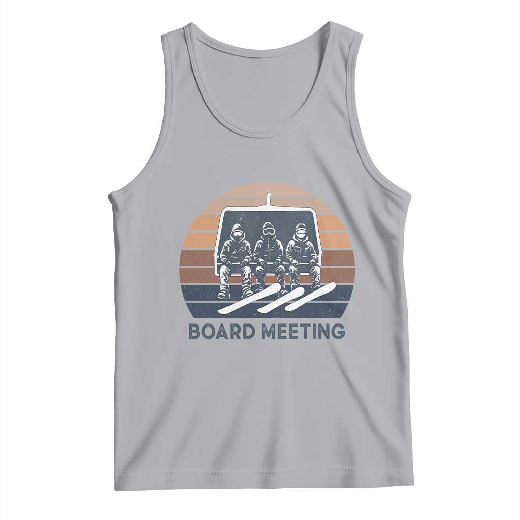 Funny Snowboarding Board Meeting Tank Top Retro Chairlift Snowboarders Powder Junkies TS02 Athletic Heather Print Your Wear