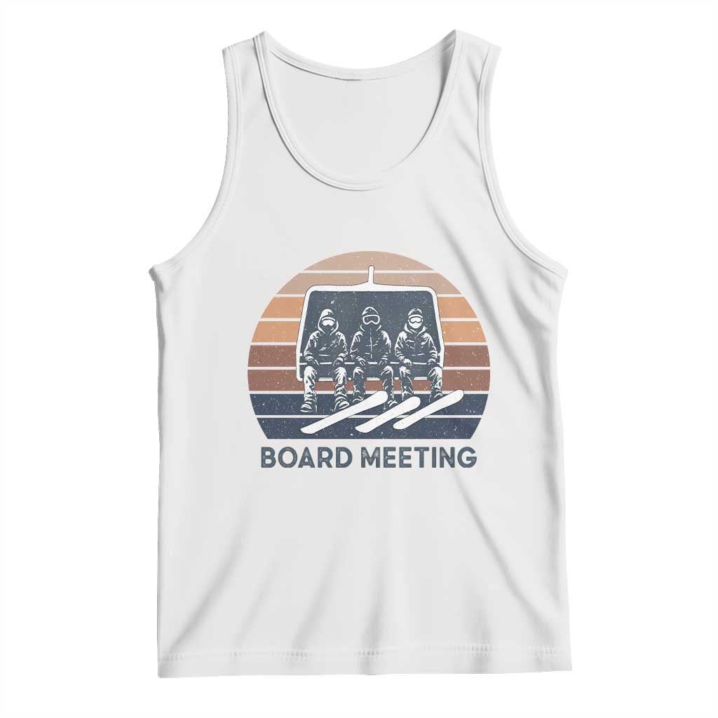 Funny Snowboarding Board Meeting Tank Top Retro Chairlift Snowboarders Powder Junkies TS02 White Print Your Wear