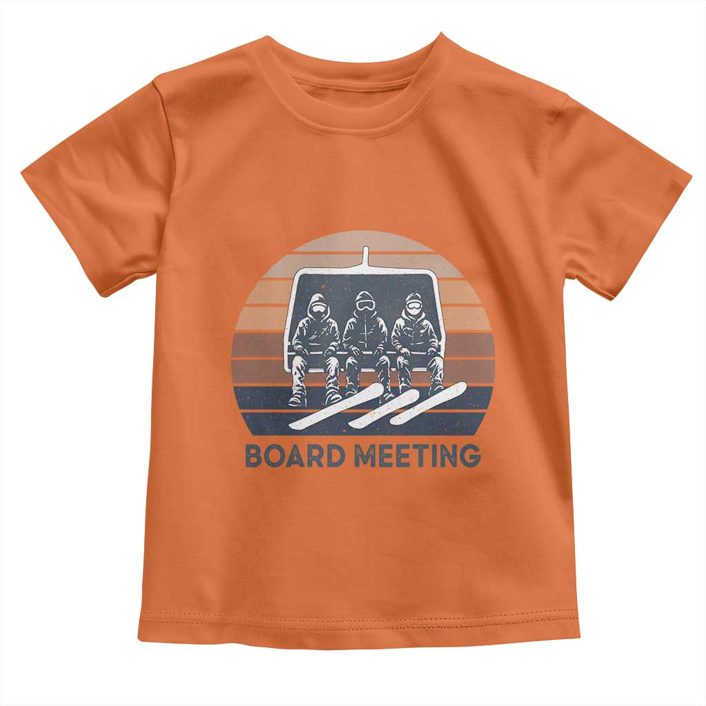 Funny Snowboarding Board Meeting Toddler T Shirt Retro Chairlift Snowboarders Powder Junkies TS02 Orange Print Your Wear
