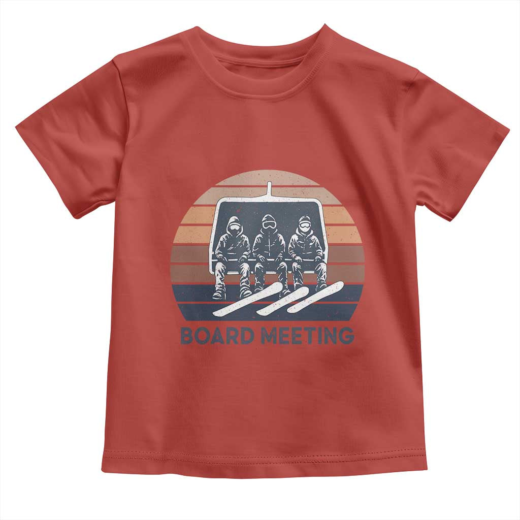 Funny Snowboarding Board Meeting Toddler T Shirt Retro Chairlift Snowboarders Powder Junkies TS02 Red Print Your Wear