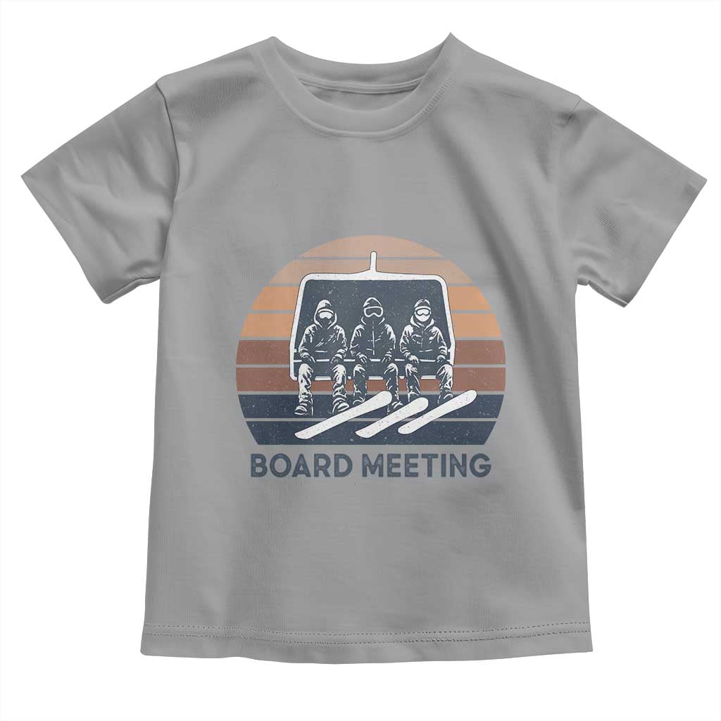 Funny Snowboarding Board Meeting Toddler T Shirt Retro Chairlift Snowboarders Powder Junkies TS02 Sport Gray Print Your Wear