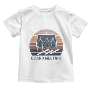 Funny Snowboarding Board Meeting Toddler T Shirt Retro Chairlift Snowboarders Powder Junkies TS02 White Print Your Wear