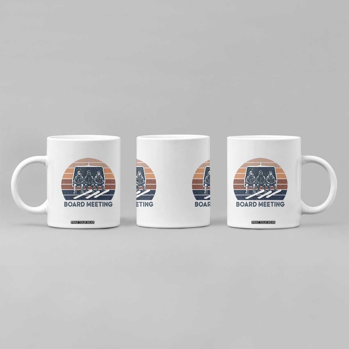 Funny Snowboarding Board Meeting Coffee Mug Retro Chairlift Snowboarders Powder Junkies TS02 Print Your Wear
