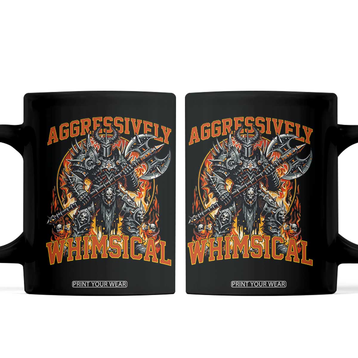 Chaotic Knight Metalcore Edgy Meme Aggressively Whimsical Coffee Mug Armor Metalheads Fairycore Tendencies TS02 Black Print Your Wear