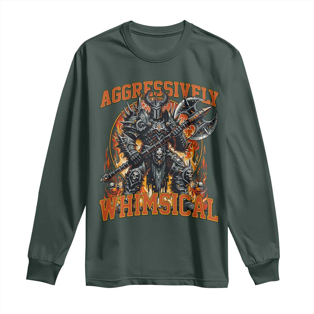 Chaotic Knight Metalcore Edgy Meme Aggressively Whimsical Long Sleeve Shirt Armor Metalheads Fairycore Tendencies TS02 Dark Forest Green Print Your Wear