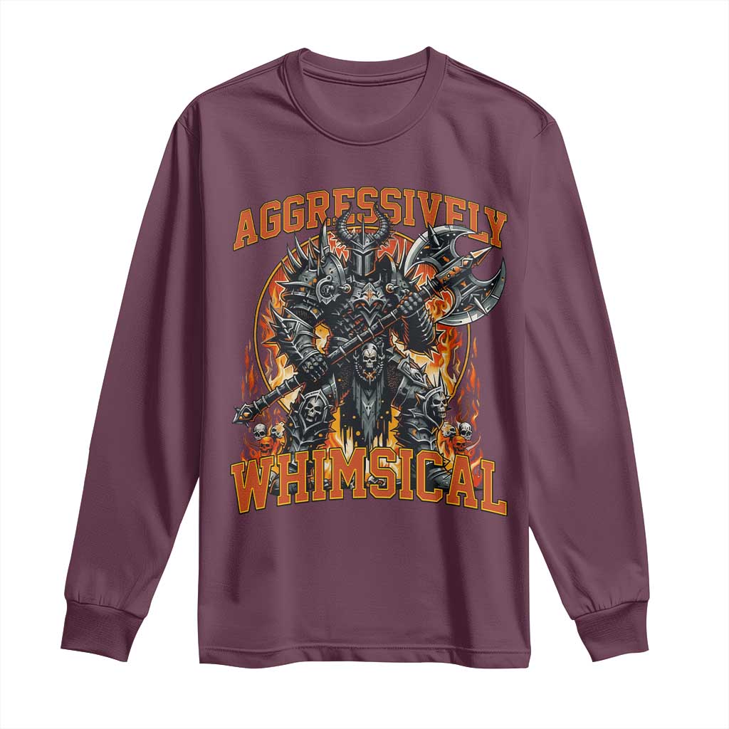 Chaotic Knight Metalcore Edgy Meme Aggressively Whimsical Long Sleeve Shirt Armor Metalheads Fairycore Tendencies TS02 Maroon Print Your Wear