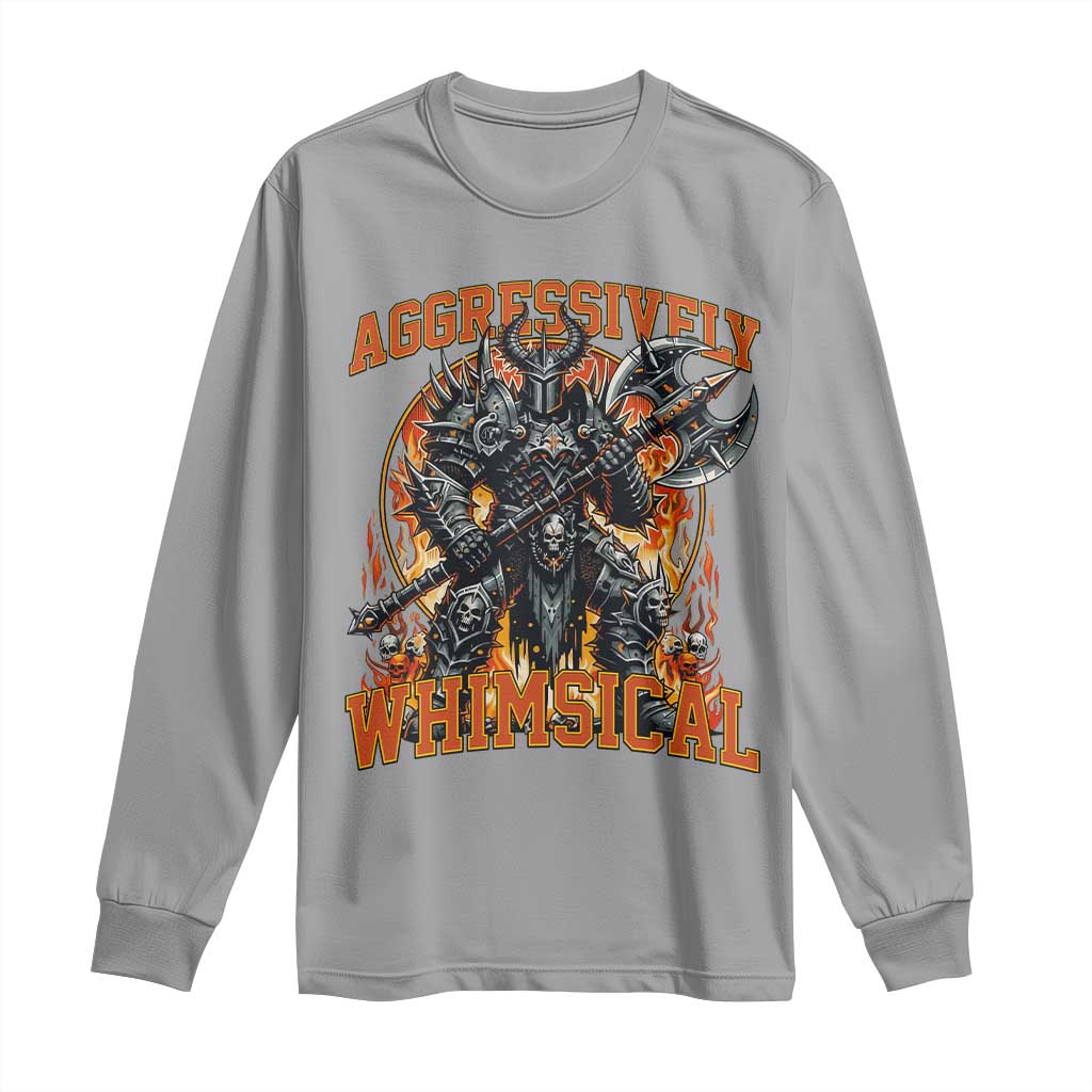 Chaotic Knight Metalcore Edgy Meme Aggressively Whimsical Long Sleeve Shirt Armor Metalheads Fairycore Tendencies TS02 Sport Gray Print Your Wear
