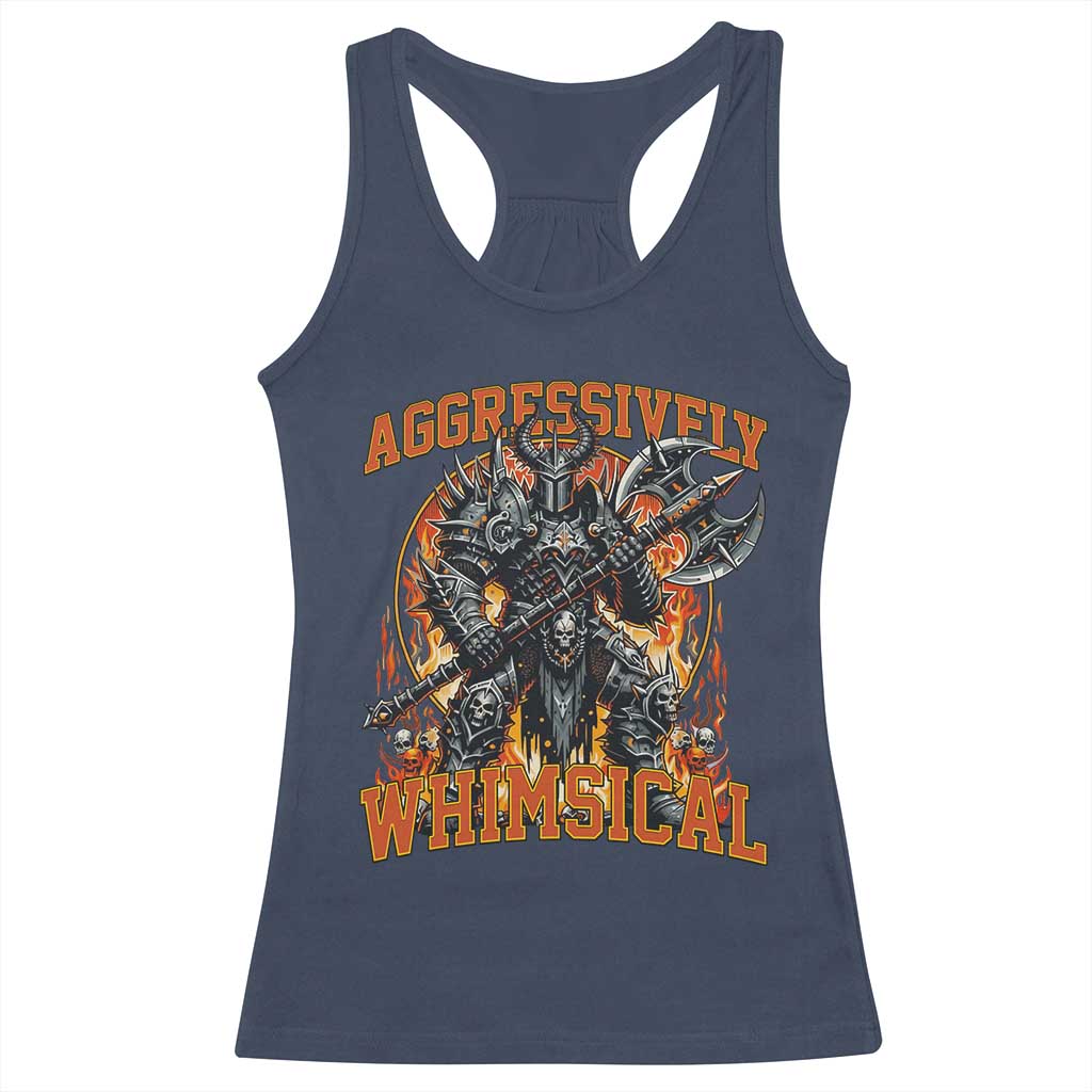 Chaotic Knight Metalcore Edgy Meme Aggressively Whimsical Racerback Tank Top Armor Metalheads Fairycore Tendencies TS02 Navy Print Your Wear
