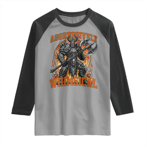 Chaotic Knight Metalcore Edgy Meme Aggressively Whimsical Raglan Shirt Armor Metalheads Fairycore Tendencies TS02 Sport Gray Black Print Your Wear