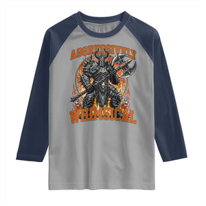 Chaotic Knight Metalcore Edgy Meme Aggressively Whimsical Raglan Shirt Armor Metalheads Fairycore Tendencies TS02 Sport Gray Navy Print Your Wear