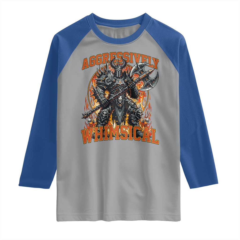 Chaotic Knight Metalcore Edgy Meme Aggressively Whimsical Raglan Shirt Armor Metalheads Fairycore Tendencies TS02 Sport Gray Royal Print Your Wear