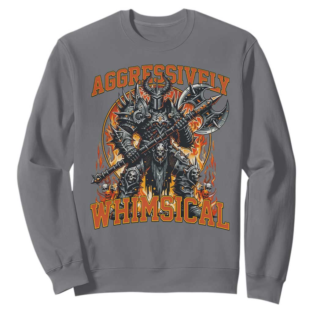 Chaotic Knight Metalcore Edgy Meme Aggressively Whimsical Sweatshirt Armor Metalheads Fairycore Tendencies TS02 Charcoal Print Your Wear