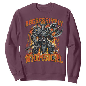 Chaotic Knight Metalcore Edgy Meme Aggressively Whimsical Sweatshirt Armor Metalheads Fairycore Tendencies TS02 Maroon Print Your Wear