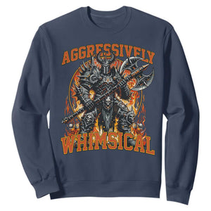 Chaotic Knight Metalcore Edgy Meme Aggressively Whimsical Sweatshirt Armor Metalheads Fairycore Tendencies TS02 Navy Print Your Wear