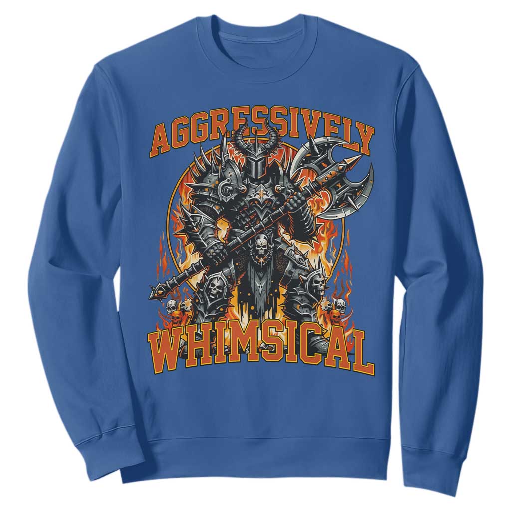 Chaotic Knight Metalcore Edgy Meme Aggressively Whimsical Sweatshirt Armor Metalheads Fairycore Tendencies TS02 Royal Blue Print Your Wear