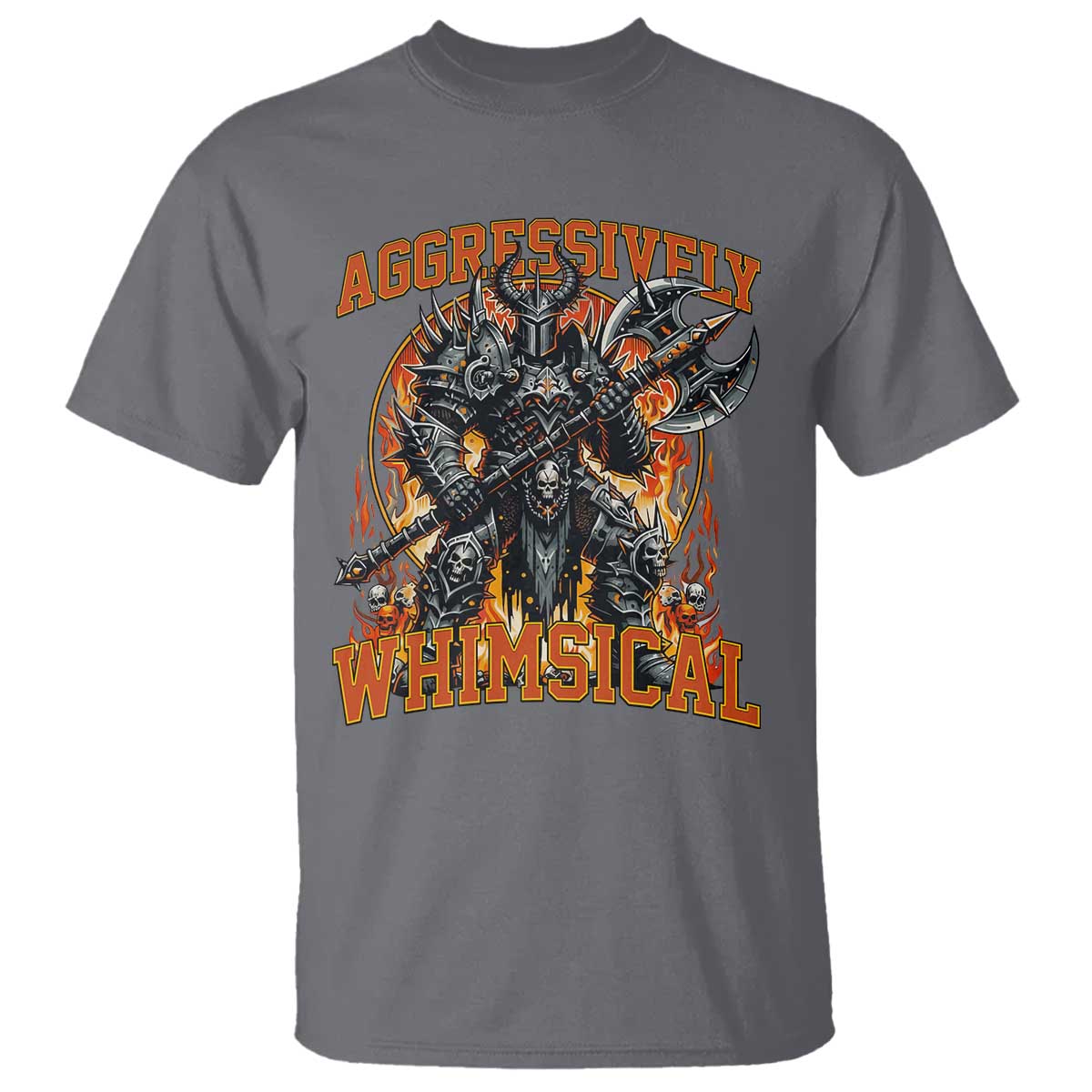 Chaotic Knight Metalcore Edgy Meme Aggressively Whimsical T Shirt Armor Metalheads Fairycore Tendencies TS02 Charcoal Print Your Wear