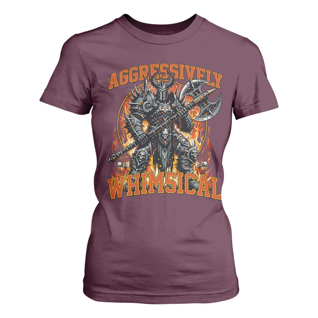 Chaotic Knight Metalcore Edgy Meme Aggressively Whimsical T Shirt For Women Armor Metalheads Fairycore Tendencies TS02 Maroon Print Your Wear