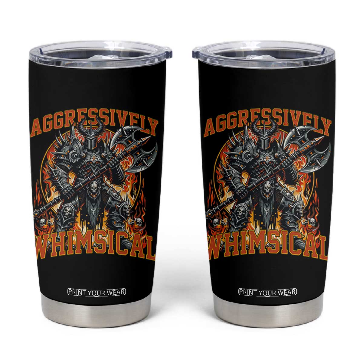 Chaotic Knight Metalcore Edgy Meme Aggressively Whimsical Tumbler Cup Armor Metalheads Fairycore Tendencies TS02 Black Print Your Wear