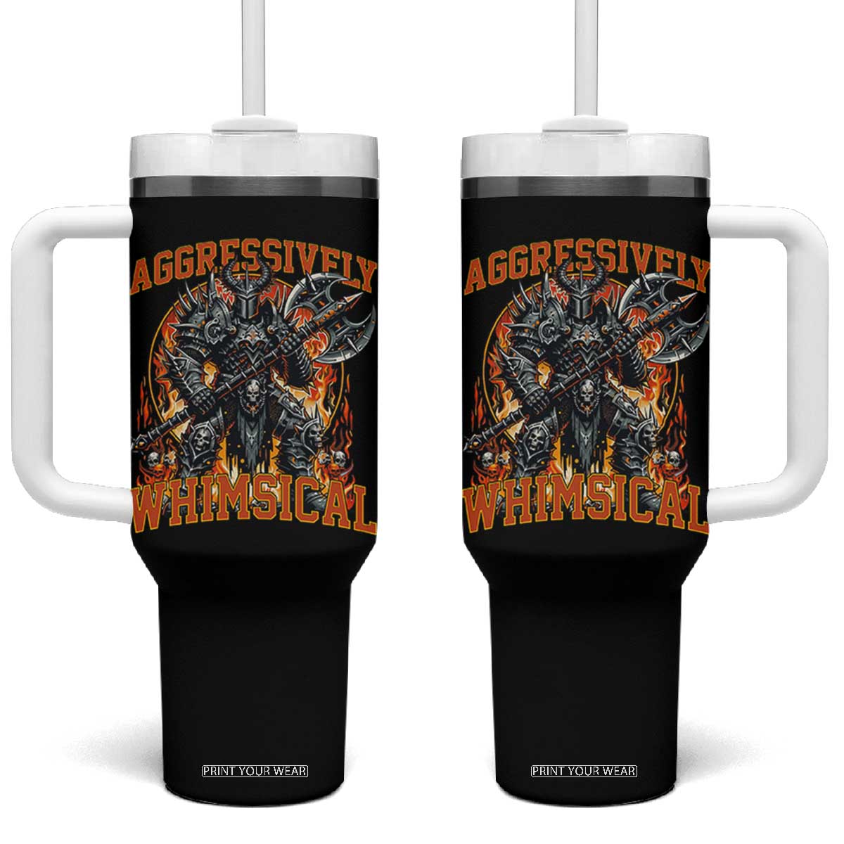 Chaotic Knight Metalcore Edgy Meme Aggressively Whimsical Tumbler With Handle Armor Metalheads Fairycore Tendencies TS02 One Size: 40 oz Black Print Your Wear